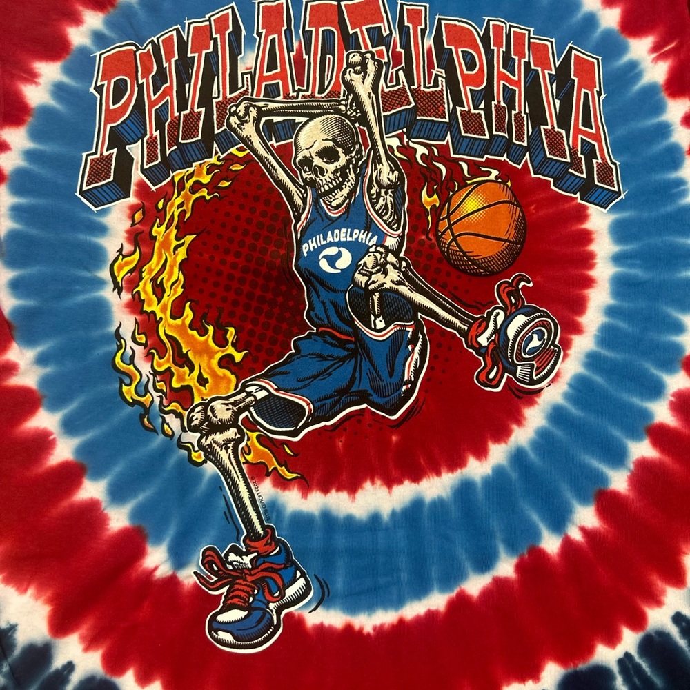 Philadelphia 76ers Dunker Basketball Grateful Dead Liquid Blue Shirt M - Picture 3 of 7